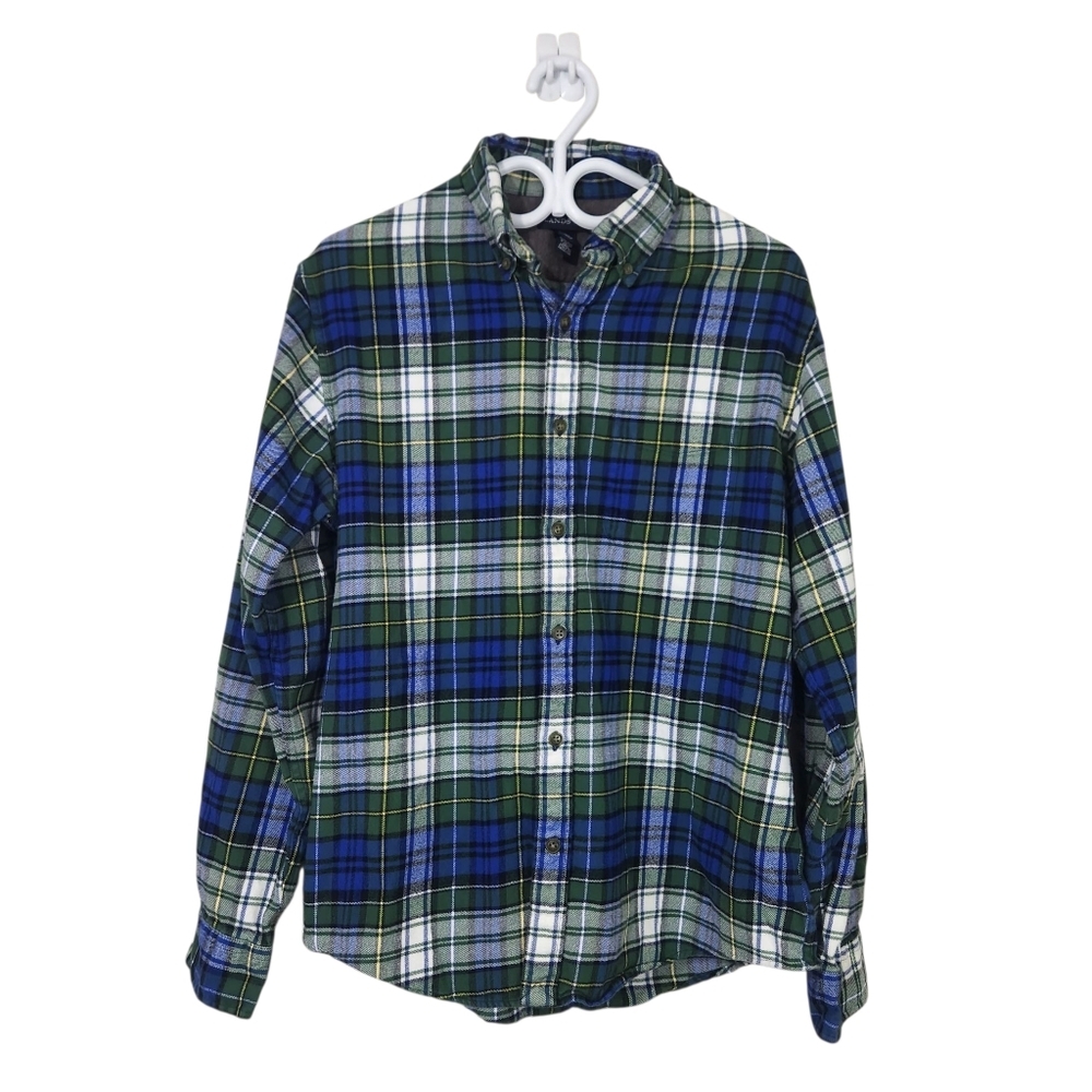 Lands End Plaid Button Down Flannel Men's  Shirt Size Medium